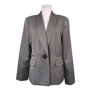 Kasper Women's Size 14 Suit Blazer Jacket Black White Lined Pockets Long Sleeves